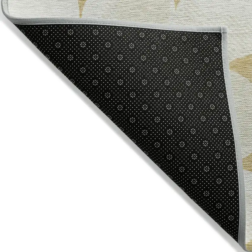 Gold And Beige Abstract Washable Indoor Outdoor Area Rug Photo 5