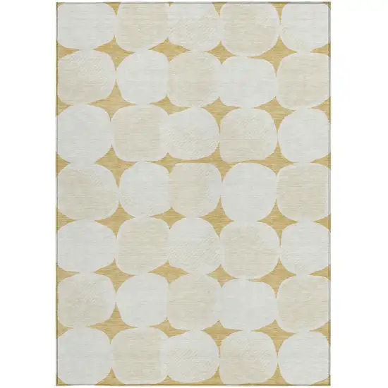 Gold And Beige Abstract Washable Indoor Outdoor Area Rug Photo 7