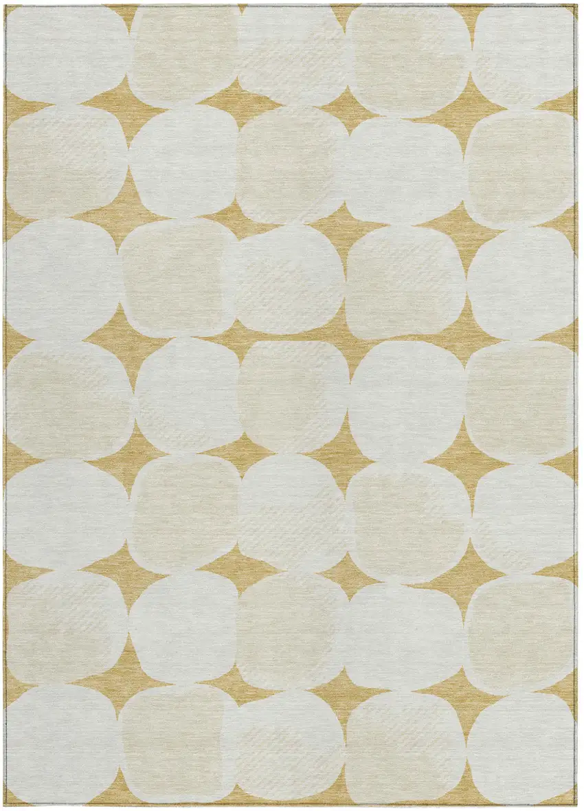 Gold And Beige Abstract Washable Indoor Outdoor Area Rug Photo 7