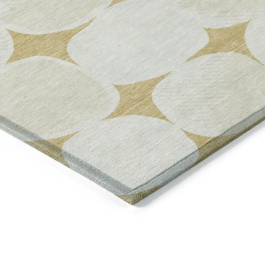 Gold And Beige Abstract Washable Indoor Outdoor Area Rug Photo 4
