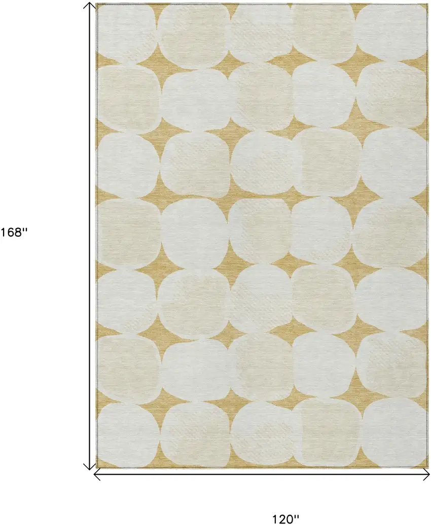 Gold And Beige Abstract Washable Indoor Outdoor Area Rug Photo 3