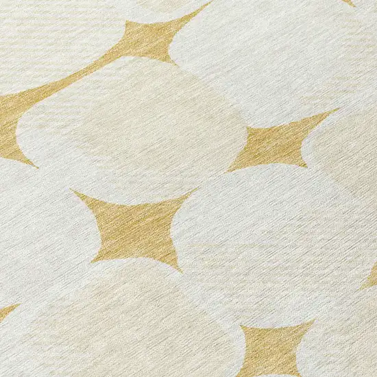 Gold And Beige Abstract Washable Indoor Outdoor Area Rug Photo 6