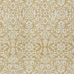 Photo of Gold And Beige Damask Washable Indoor Outdoor Area Rug