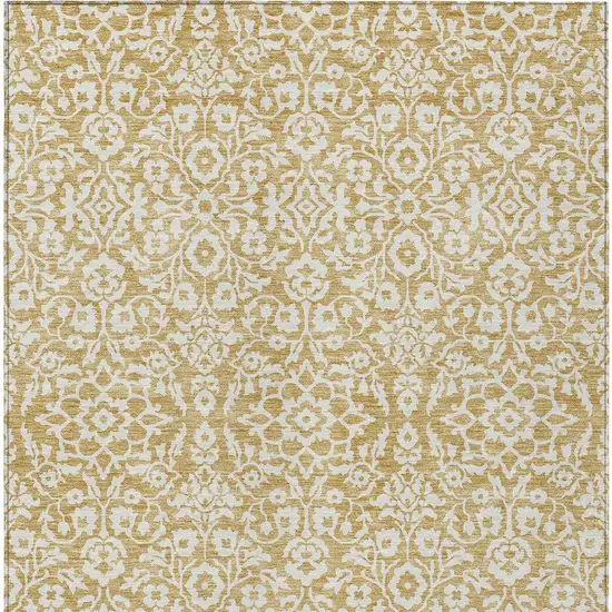 Gold And Beige Damask Washable Indoor Outdoor Area Rug Photo 4