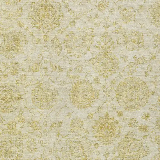 Gold And Beige Damask Washable Indoor Outdoor Area Rug Photo 4