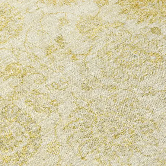 Gold And Beige Damask Washable Indoor Outdoor Area Rug Photo 9
