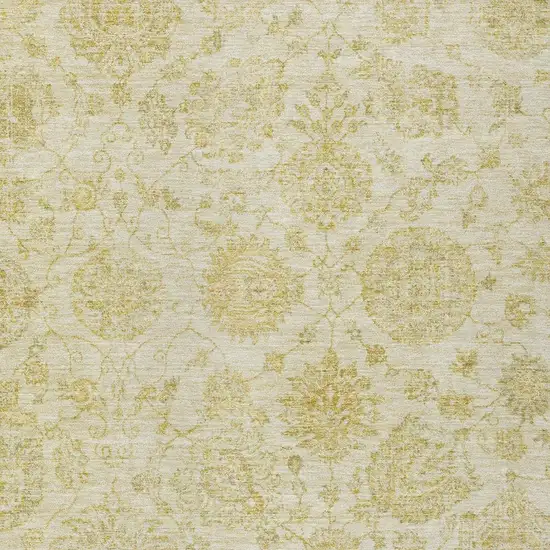 Gold And Beige Damask Washable Indoor Outdoor Area Rug Photo 4