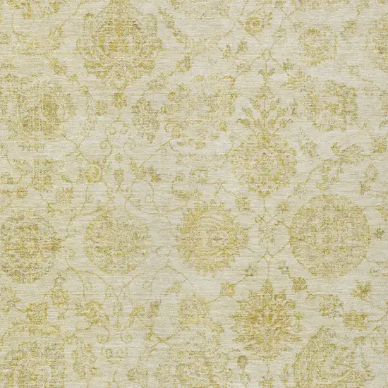 Gold And Beige Damask Washable Indoor Outdoor Area Rug Photo 6