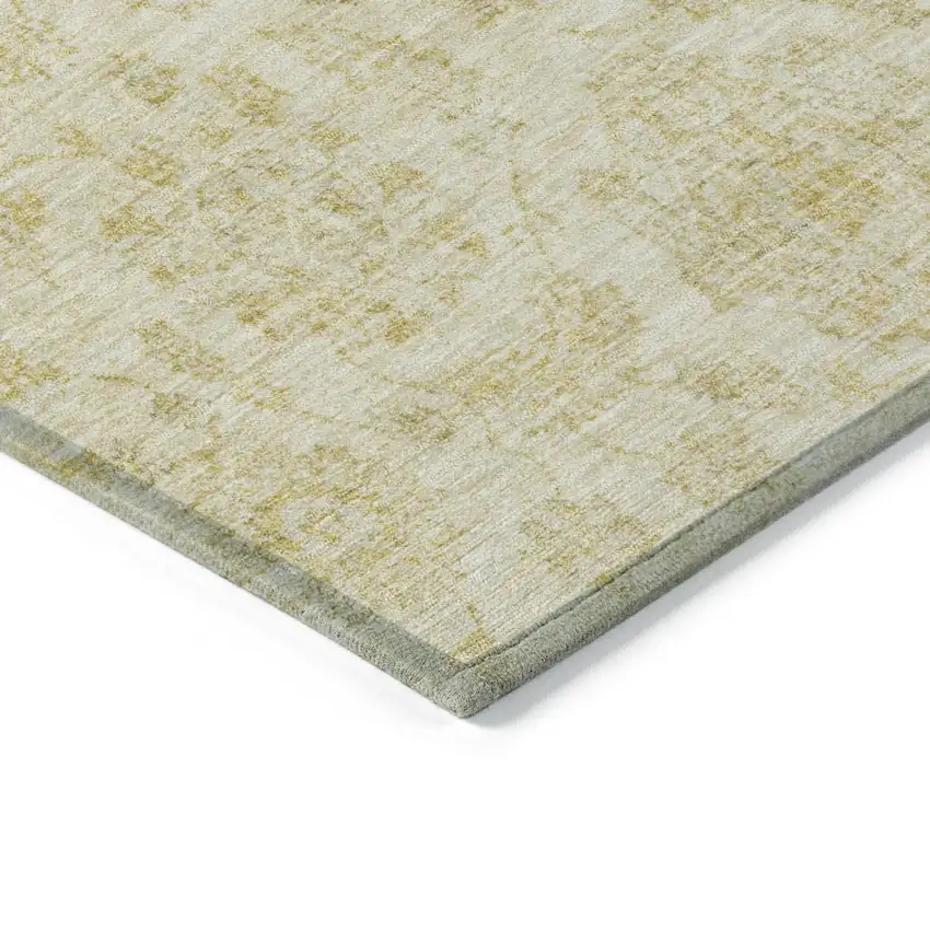 Gold And Beige Damask Washable Indoor Outdoor Area Rug Photo 9