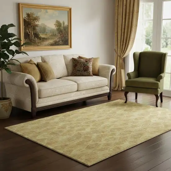 Gold And Beige Diamond Washable Area Rug With UV Protection Photo 1