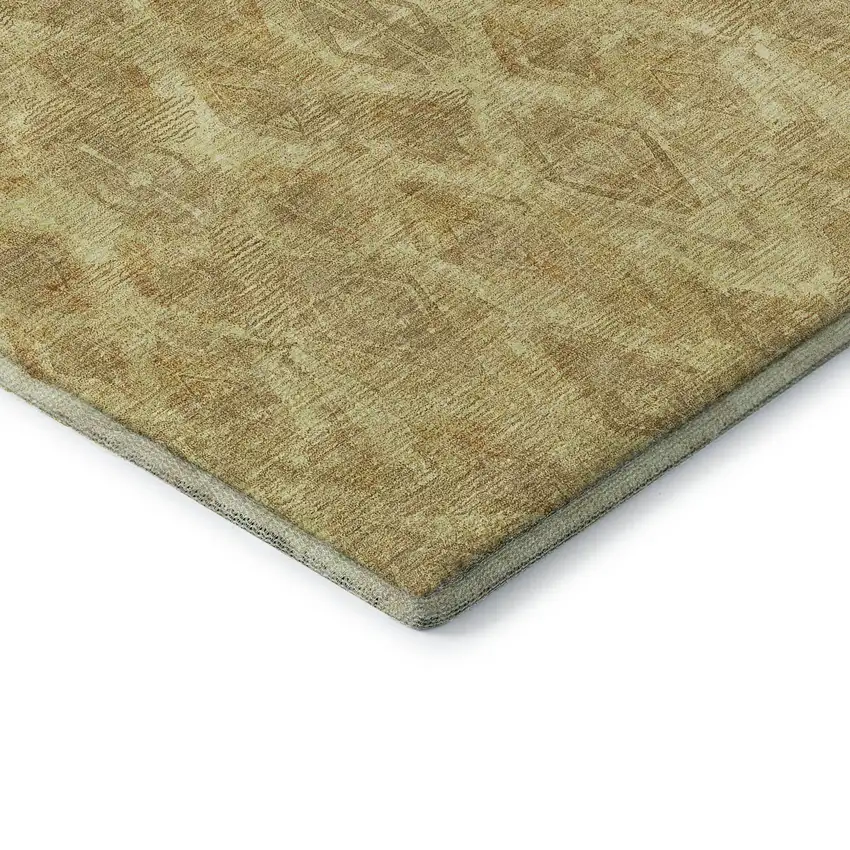 Gold And Beige Diamond Washable Area Rug With UV Protection Photo 9