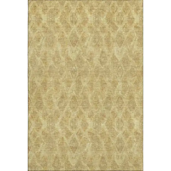 Gold And Beige Diamond Washable Area Rug With UV Protection Photo 1