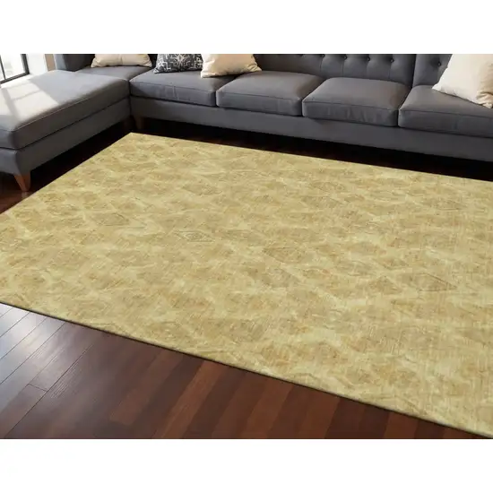 Gold And Beige Diamond Washable Area Rug With UV Protection Photo 2
