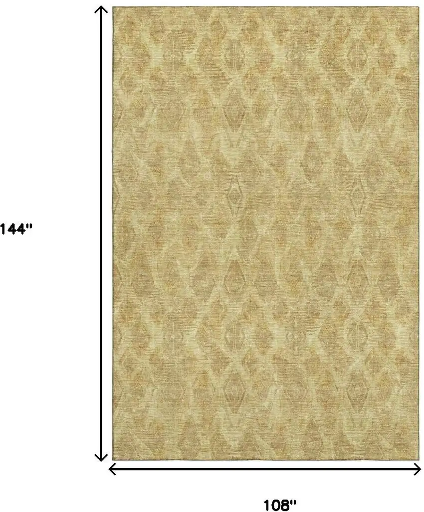 Gold And Beige Diamond Washable Area Rug With UV Protection Photo 9