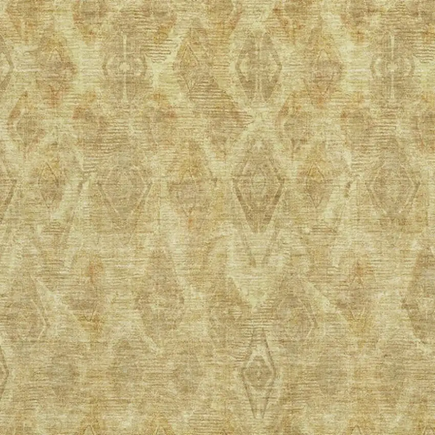 Gold And Beige Diamond Washable Area Rug With UV Protection Photo 5