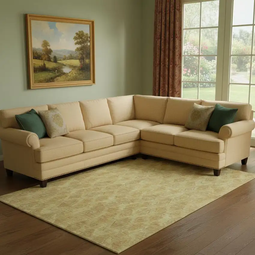 Gold And Beige Diamond Washable Area Rug With UV Protection Photo 1