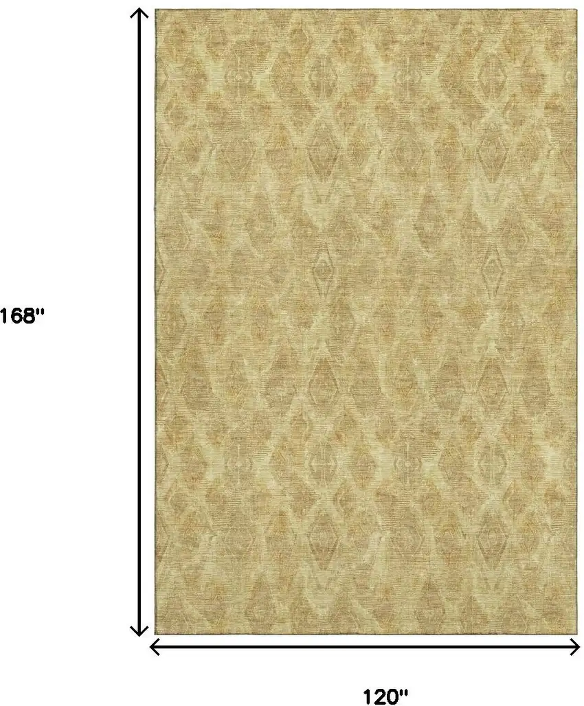 Gold And Beige Diamond Washable Area Rug With UV Protection Photo 9