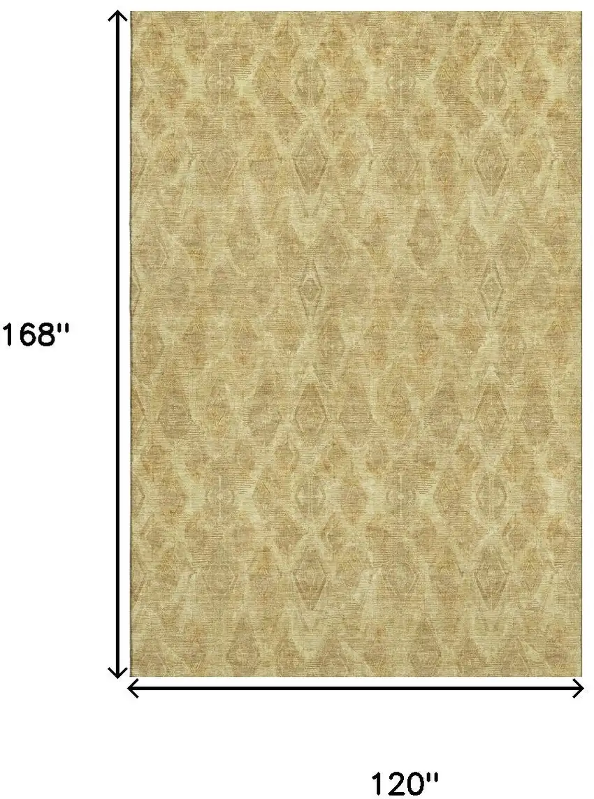 Gold And Beige Diamond Washable Area Rug With UV Protection Photo 3