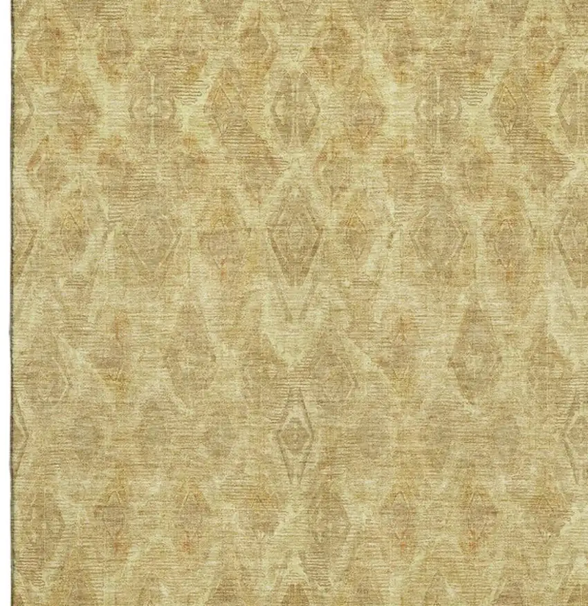 Gold And Beige Diamond Washable Area Rug With UV Protection Photo 5