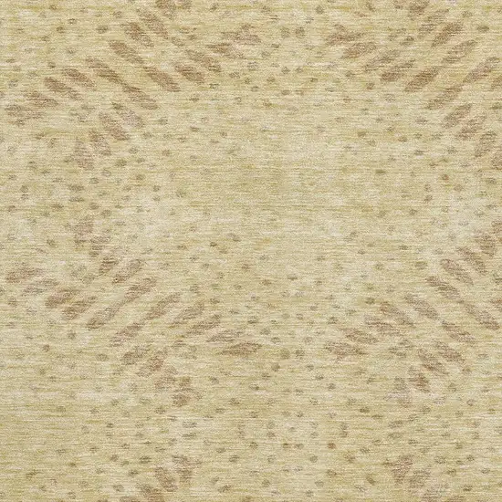 Gold And Beige Floral Washable Area Rug With UV Protection Photo 3