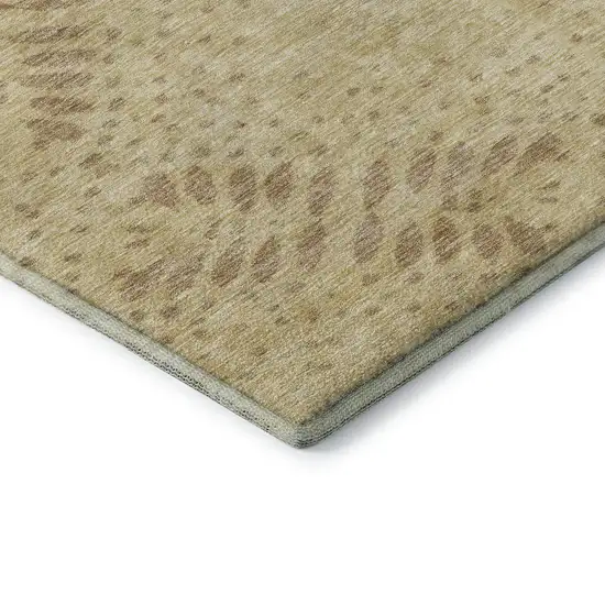 Gold And Beige Floral Washable Area Rug With UV Protection Photo 8