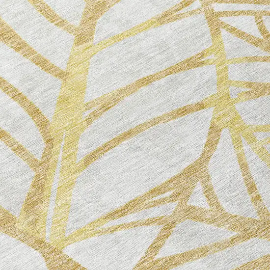 Gold And Beige Floral Washable Indoor Outdoor Area Rug Photo 3