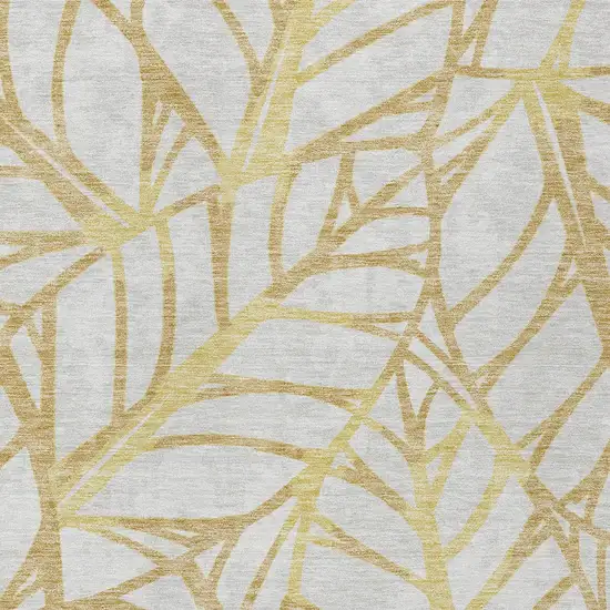 Gold And Beige Floral Washable Indoor Outdoor Area Rug Photo 5