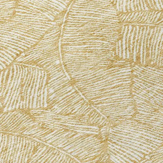 Gold And Beige Floral Washable Indoor Outdoor Area Rug Photo 6