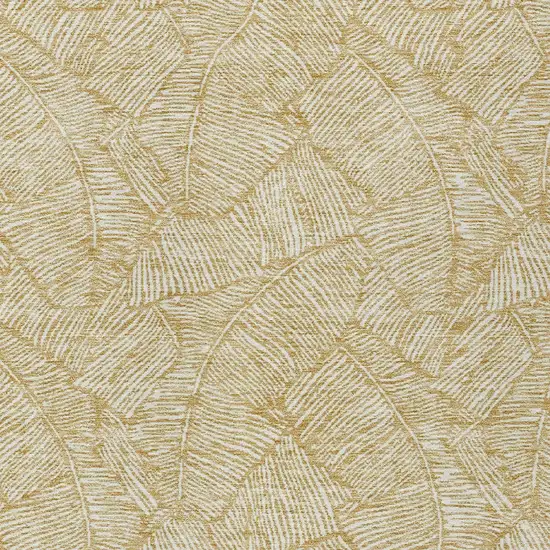 Gold And Beige Floral Washable Indoor Outdoor Area Rug Photo 7