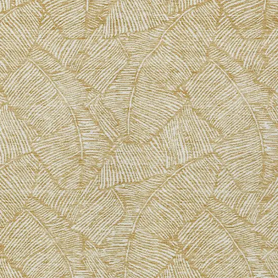 Gold And Beige Floral Washable Indoor Outdoor Area Rug Photo 7