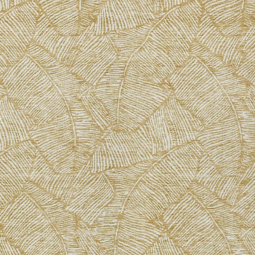 Gold And Beige Floral Washable Indoor Outdoor Area Rug Photo 7