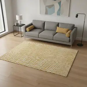 Photo of Gold And Beige Geometric Berber Washable Area Rug With UV Protection
