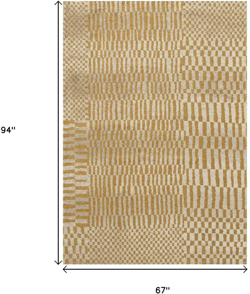 Gold And Beige Geometric Berber Washable Area Rug With UV Protection Photo 8
