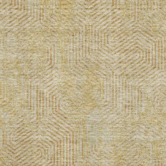 Gold And Beige Geometric Washable Area Rug With UV Protection Photo 3