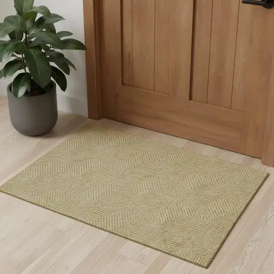 Gold And Beige Geometric Washable Area Rug With UV Protection Photo 1