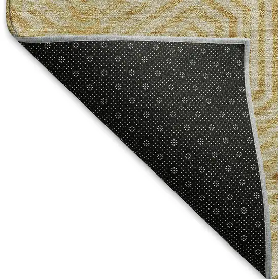 Gold And Beige Geometric Washable Area Rug With UV Protection Photo 5