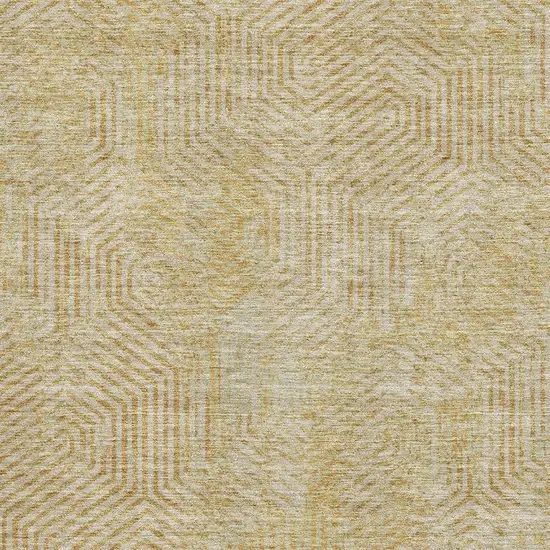 Gold And Beige Geometric Washable Area Rug With UV Protection Photo 3