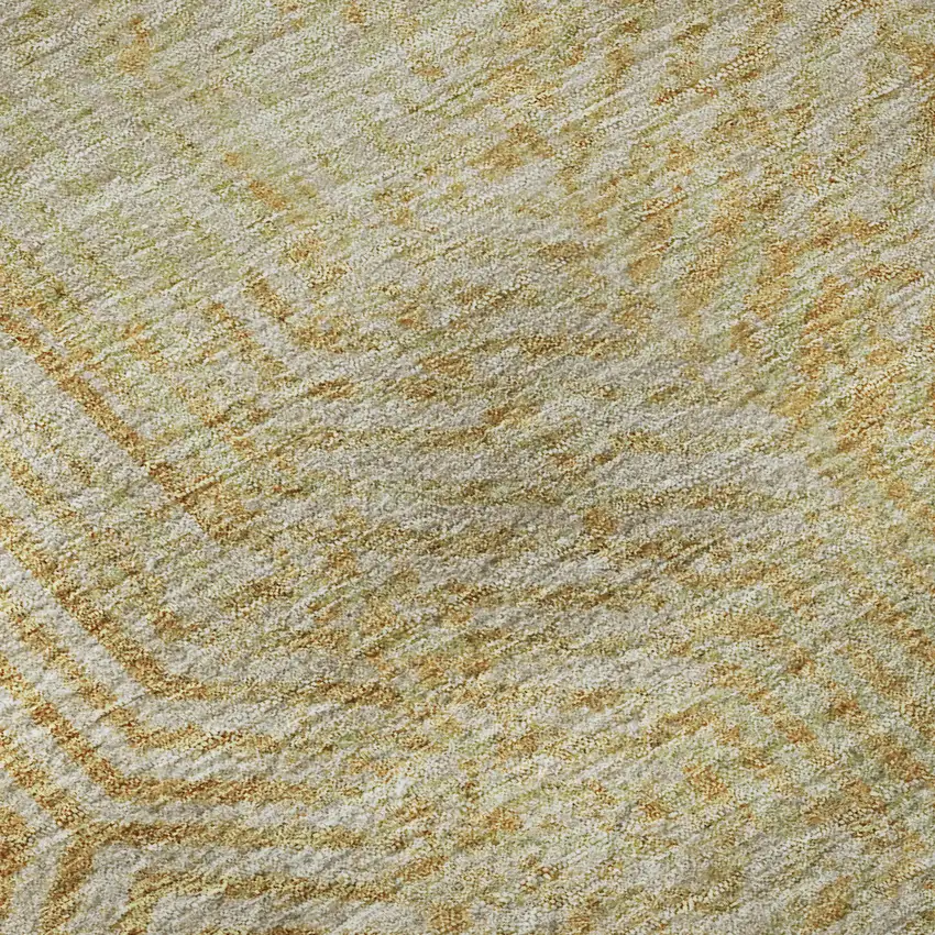 Gold And Beige Geometric Washable Area Rug With UV Protection Photo 9