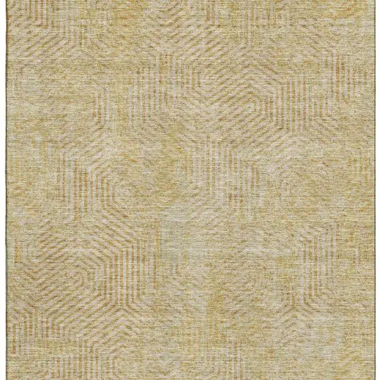 Gold And Beige Geometric Washable Area Rug With UV Protection Photo 3