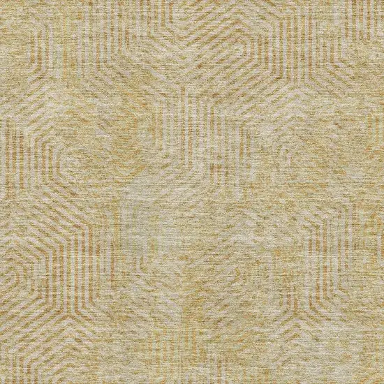 Gold And Beige Geometric Washable Area Rug With UV Protection Photo 3