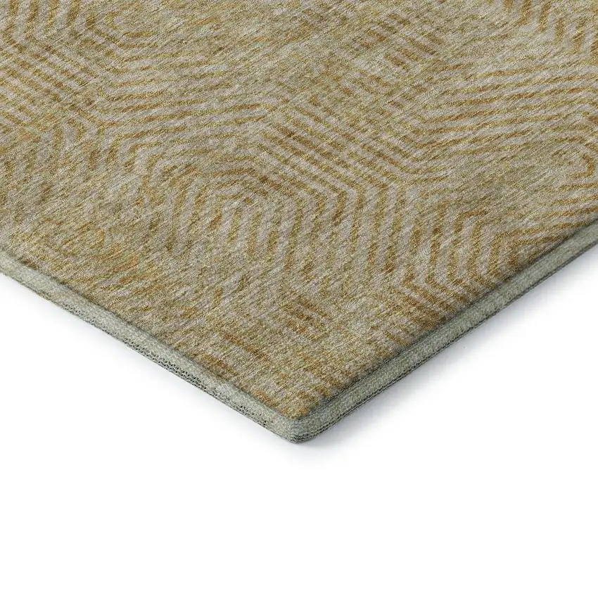 Gold And Beige Geometric Washable Area Rug With UV Protection Photo 8