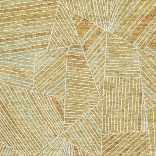 Gold And Beige Geometric Washable Area Rug With UV Protection Photo 4