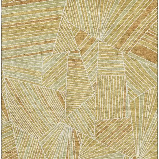 Gold And Beige Geometric Washable Area Rug With UV Protection Photo 5