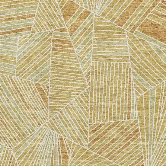 Gold And Beige Geometric Washable Area Rug With UV Protection Photo 7