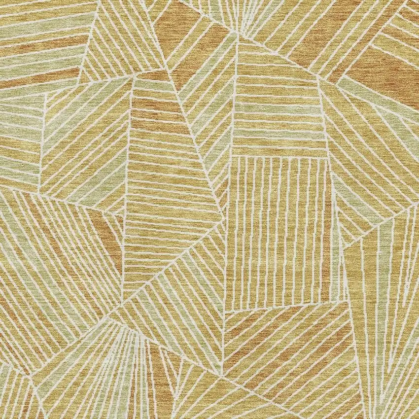 Gold And Beige Geometric Washable Area Rug With UV Protection Photo 7