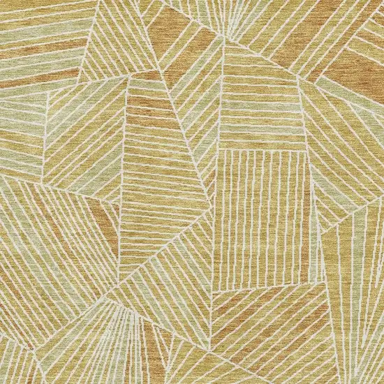 Gold And Beige Geometric Washable Area Rug With UV Protection Photo 4
