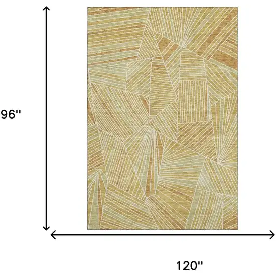 Gold And Beige Geometric Washable Area Rug With UV Protection Photo 3