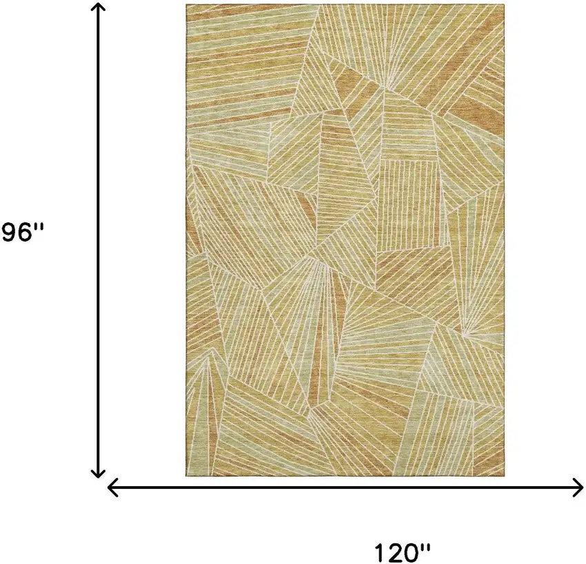 Gold And Beige Geometric Washable Area Rug With UV Protection Photo 3
