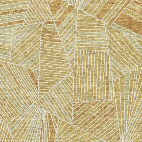 Gold And Beige Geometric Washable Area Rug With UV Protection Photo 3