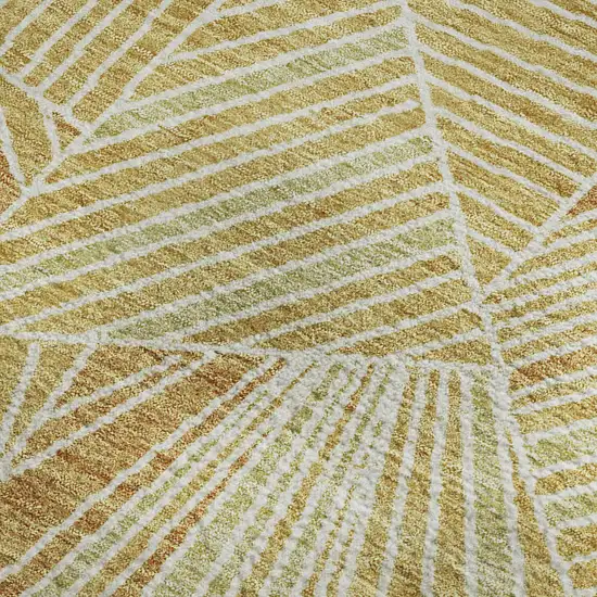 Gold And Beige Geometric Washable Area Rug With UV Protection Photo 3